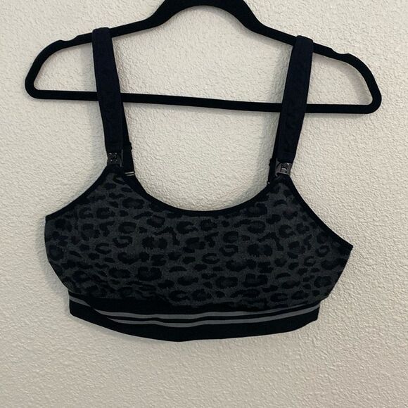 Grey and black leopard nursing pumping bra- Size Large - Picture 1 of 7